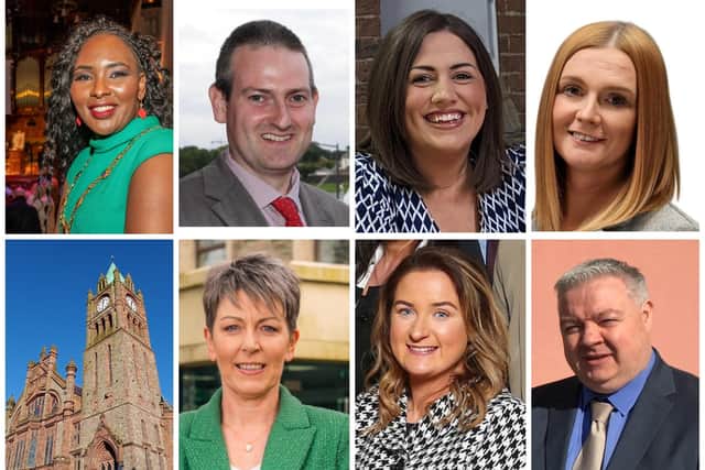 Those who pledged support for the motion and spoke at the meeting included top row l-r: Mayor Lilian Seenoi-Barr, Colr. Martin Reilly, Ald. Julie Middleton and Ald. Janice Montgomery, and bottom row l-r: Colr. Caroline Devine, Colr. Catherine McDaid and Deputy Mayor, Ald. Darren Guy.