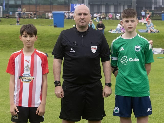 Action from Wednesday's u-12 Foyle Cup clash between Antrim Academy and Altrincham in the O'Neills Foyle Cup at St. Columb's Park, Derry. (Photos: Jim McCafferty Photography)