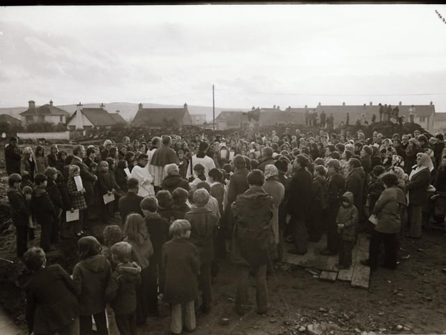 Laying the foundation stone at the new Our lady of Lourdes church