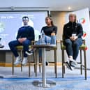 Speakers, from left, MC Domnhall Nugent (Let's Face It), Antrim hurler Paddy Burke, Cavan ladies footballer Neasa Byrd and Meath ladies footballer Vikki Wall during the GPA Rookie Camp at the Crowne Plaza Hotel in Belfast. Photo by Ben McShane/Sportsfile
