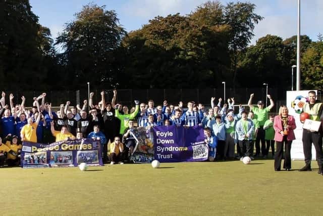Foyle Down Syndrome Trust Football Makes Our Shared History (FMOSH) Peace Pitch twinning event.