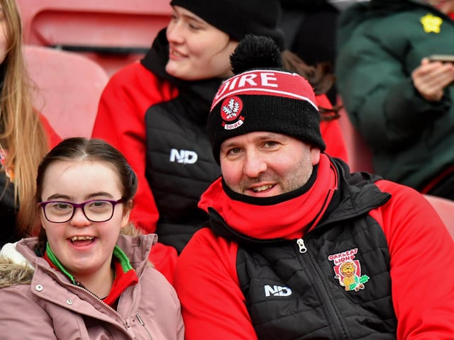 Fans at Derry’s NFL game against Galway at Celtic Park on Saturday evening. Photo: George Sweeney