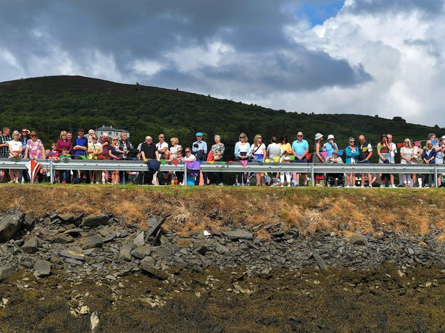 A section of the large attendance at the blessing of the boats at the Fahan Marina on Sunday afternoon. Photo: George Sweeney. DER2326GS - 09