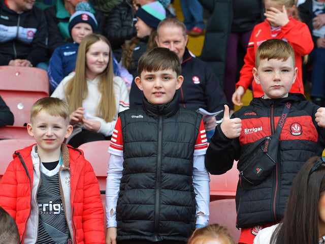 Fans in Celtic Park on Sunday afternoon for Derry's National football League game against Mayo. Photo: George Sweeney