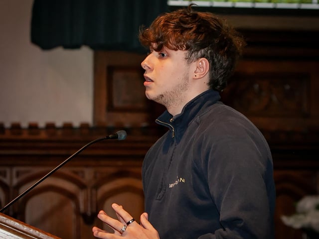 Corey Mullan, White Ribbon, addressing the attendance at Wednesday's conference. (Photos: Jim McCafferty Photography) : .