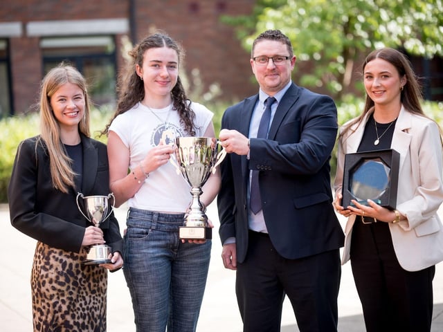 Eve McGinley, Veronica O’Neill, Mr Declan McCay (Head of Senior School), Aoibh O’Hare.