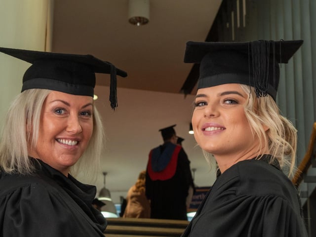 Clare Shannon and Seanin Doherty pictured at NWRC's Higher Education and Access Graduation ceremony at the Millennium Forum. (Pic Martin McKeown)