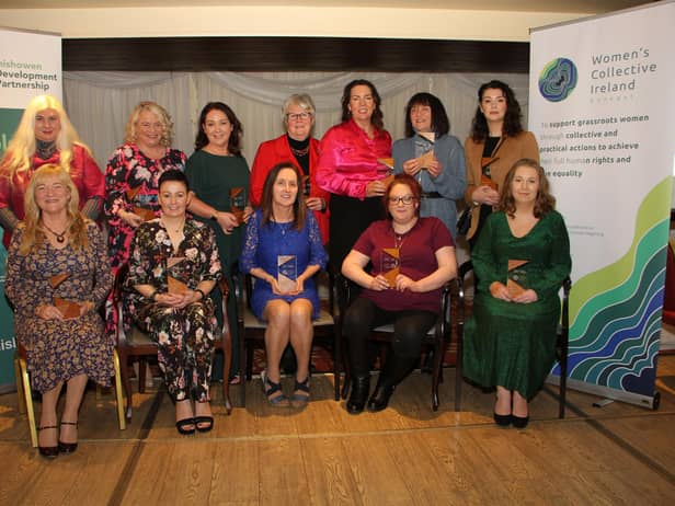 Award winners on the night back, from eleft:  Lena Porter, Geraldine Mullan, Avril McMonagle,  Mary McKinney, Mary M Doherty, Mildred Gill, Eileen Doherty.  Front, from left: Michaela McDaid, Roseena Toner, Liz Le Masurier, Christina Barr and Cathy Kelly
