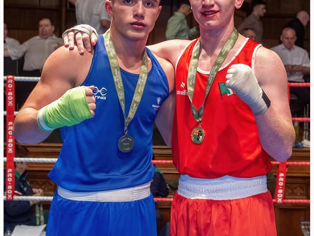 Patrick Rice (Wales) takes the decision over Chulainn McDonnell