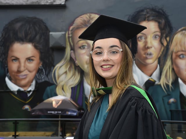 Graduate Alexandra Haslett who graduated in  social work pictured in Derry at the Millennium Forum. Picture By: Arthur Allison/Pacemaker Press.