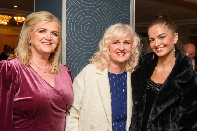 Lorraine Roddy, Sandra Gallagher and Hannah Roddy pictured at Londonderry Musical Society’s 60th Anniversary dinner in the White Horse Hotel. Picture Martin McKeown. 14.01.23
