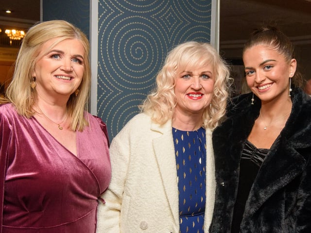 Lorraine Roddy, Sandra Gallagher and Hannah Roddy pictured at Londonderry Musical Society’s 60th Anniversary dinner in the White Horse Hotel. Picture Martin McKeown. 14.01.23