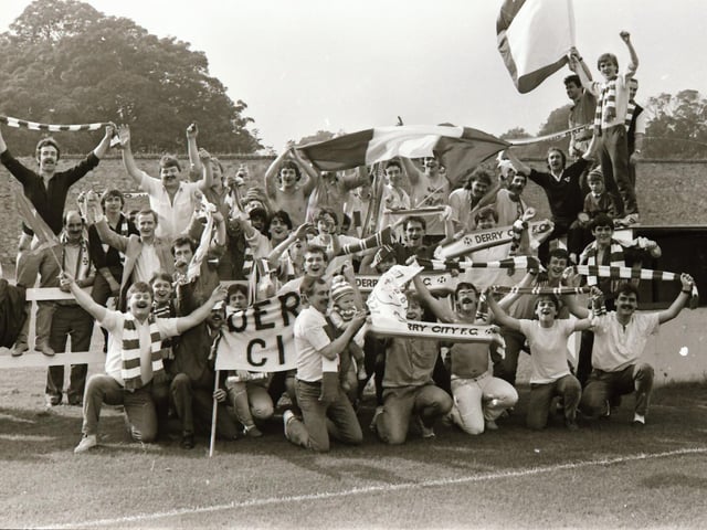 Derry City F.C. fans at one of the first League of Ireland games.