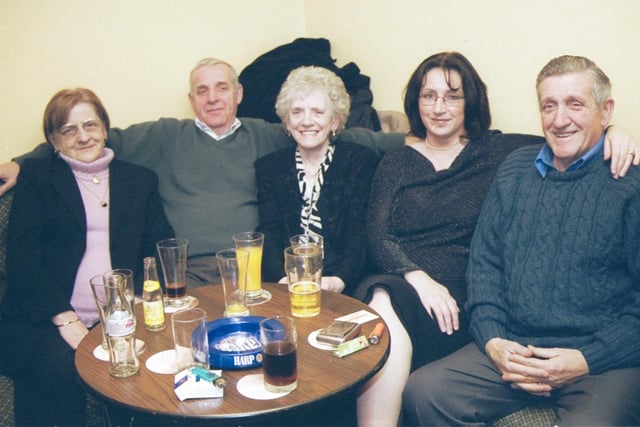 Lily McDaid, Joe Gallagher, Mary Gallagher, Yvonne Gallagher and Jim Gallagher pictured at the PO Club. 191202HG76:2003 Party Pics