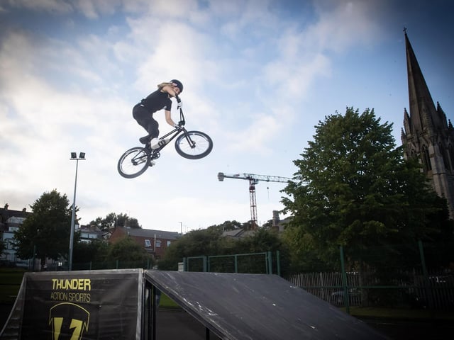 One of the high flying BMX riders in action. (Photos: Jim McCafferty Photography) : .