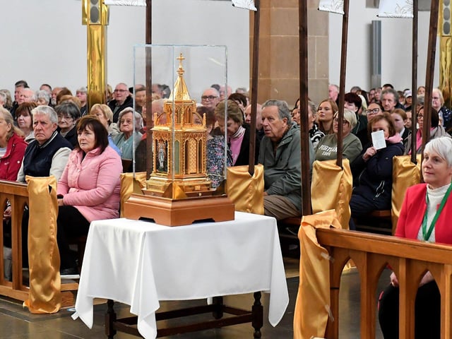 Relics of St Bernadette on display in St Eugene’s Cathedral. The relics of the saint are being taken on pilgrimage to each of the 26 Catholic dioceses in Ireland. Photo: George Sweeney
