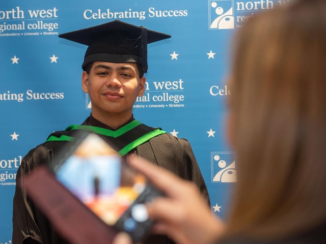 Dominic Malate pictured at NWRC's Higher Education and Access Graduation ceremony at the Millennium Forum. (Pic Martin McKeown)