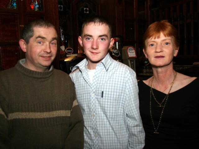 Paddy pictured with his mum Stella and his dad James on the occasion of his 18th birthday 0004JML : Parties and nights out in March 2006