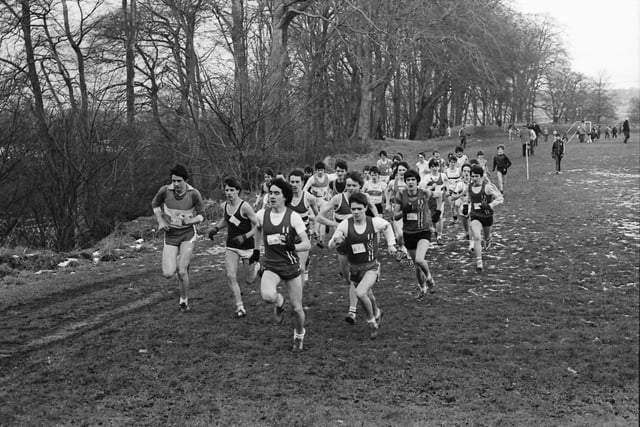 This group of runners break away from the main pack at the 1984 Ulster Cross Country Championships at St Columb's Park.