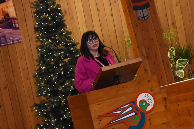 Steelstown PS Principal Catherine Doorish pictured during the school's Annual Christmas Carol Service at Our Lady of Lourdes Church, Steelstown last week. (Photos: JIm McCafferty Photography)