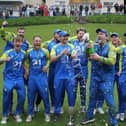Donemana celebrate their Long's SuperValu North West Cricket Premiership title success. (Photo: Lawrence Moore)