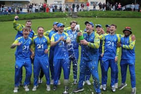 Donemana celebrate their Long's SuperValu North West Cricket Premiership title success. (Photo: Lawrence Moore)