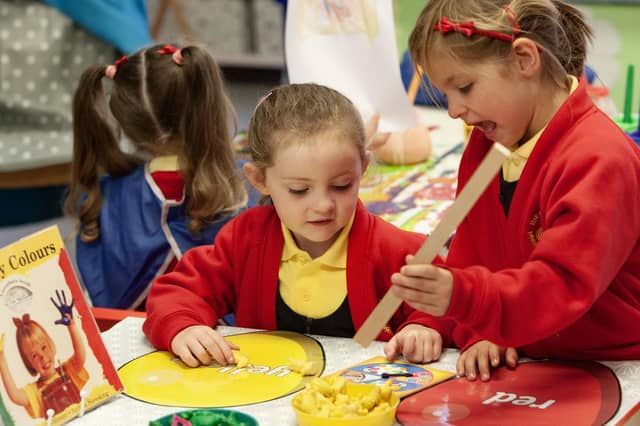 Blair and Aliyah hard at play in Steelstown's P1 this week.:.
