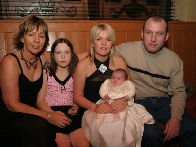 Party celebrations back in 2004: Baby Kayleigh Clarke.