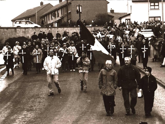 Scenes from the Bloody Sunday commemorative events in Derry in January 1996.