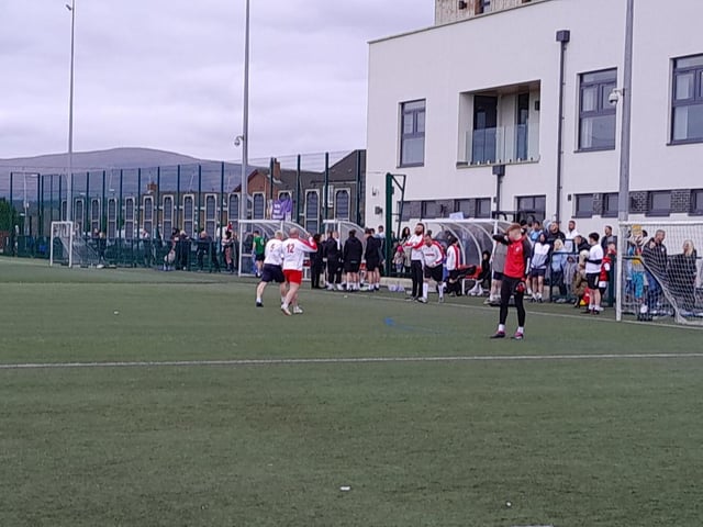 Footballers and supporters at the Galliagh Community Response (GCR) Memorial Cup in memory of Bronagh McLaughlin and Caitlin McLaughlin last Saturday.