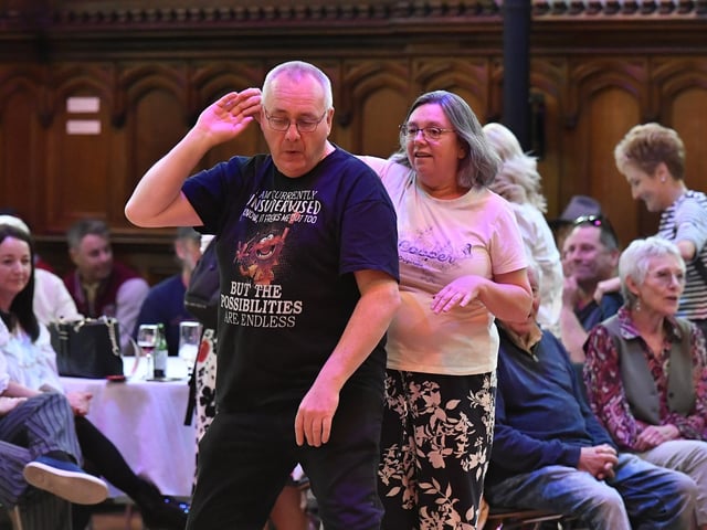 Revellers dance to the music of The Roaring Forties swing and rock 'n' roll band in the Guildhall during the City of  Derry Jazz Festival.  Photo: George Sweeney