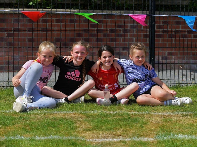 Pupils enjoy the sunny weather at the Holy Child Primary School sports day held on Monday last. Photo: George Sweeney. DER2325GS – 018