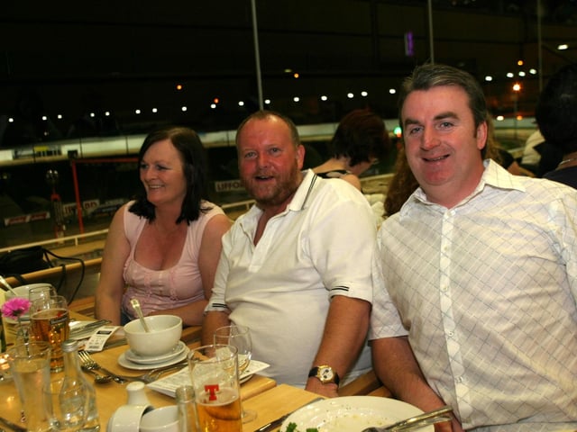 Enjoying a night out at the Lifford Greyhound Stadium in October 2004.
