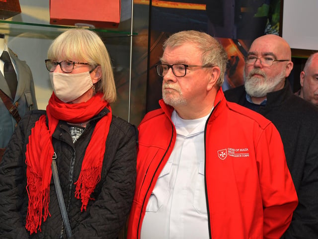 Order of Malta member Charlie Glenn pictured at the Order of Malta Exhibition launch in the Museum of Free Derry on Monday evening last. Photo: George Sweeney. DER2305GS – 59
