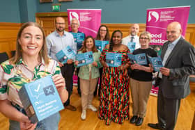The Mayor Councillor Grace Uí Niallais has launched a Myth Busting Migration, What are the Facts,  leaflet, published Derry City and Strabane District Council. Pictured at the launch are from left, Sameh Hassan,  North West  Islamic Association, Jonah Atos, Kabalikat in the North West, Doreen Murghi,  Afro Caribbean Community Network and former Community Relations Council Chair, Peter Osbourne. Back from left, Martin Gallagher and Louise Kitson, DCSDC, Good Relations Team, Paul Douglas from The Executive Office and Amanda Biega from the Good Relations Team. Picture Martin McKeown. 05.08.26