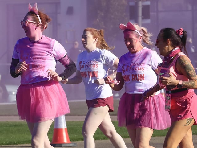 Participants taking part in the Cancer Focus NI Pink Run held in Ebrington Square, on Sunday. (Photo - Tom Heaney, nwpresspics)