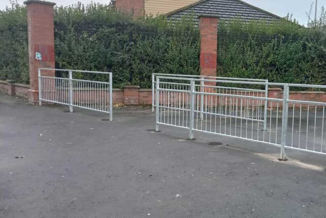 The new safety railings on the Lecky Road.