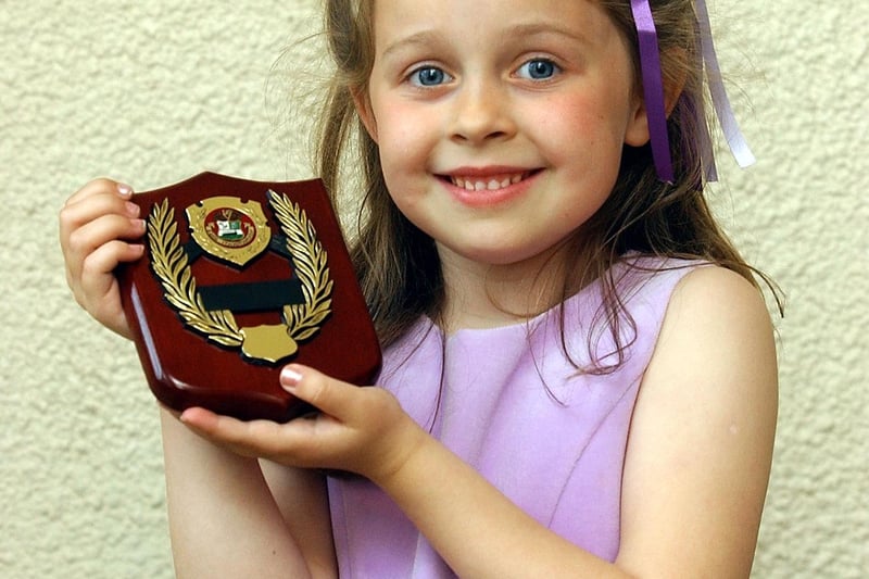 Jessica O'Brien from Malin, a pupils from St Patrick's Girls NS, Carndonagh, winner of the Filiocht 6-8. (06-5C39)