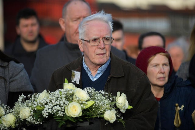 John Kelly, Bloody Sunday Trust, at the Annual Bloody Sunday Remembrance Service held at the monument in Rossville Street on Sunday morning.  Photo: George Sweeney