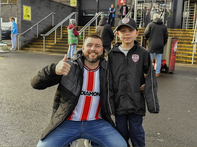 Fans arrive at the Brandywell for Derry City’s game against Shamrock Rovers. Photograph: George Sweeney