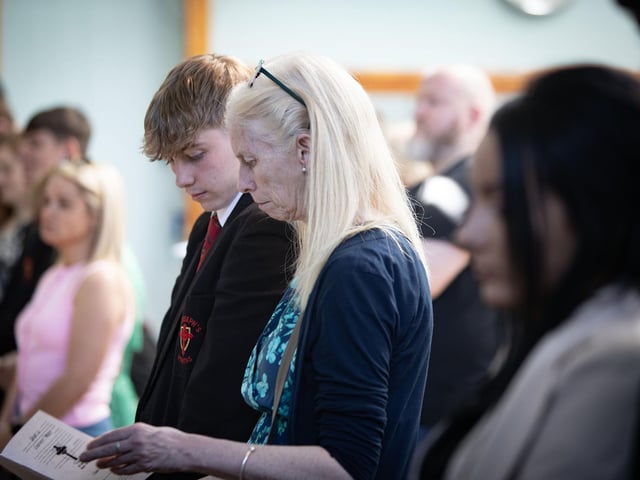 Students and parents attending the Year 12 Leavers Mass at St. Joseph's Boys School on Wednesday. : .