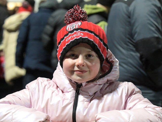 Young fan at the Brandywell for Derry City’s game against Waterford. Photo: George Sweeney