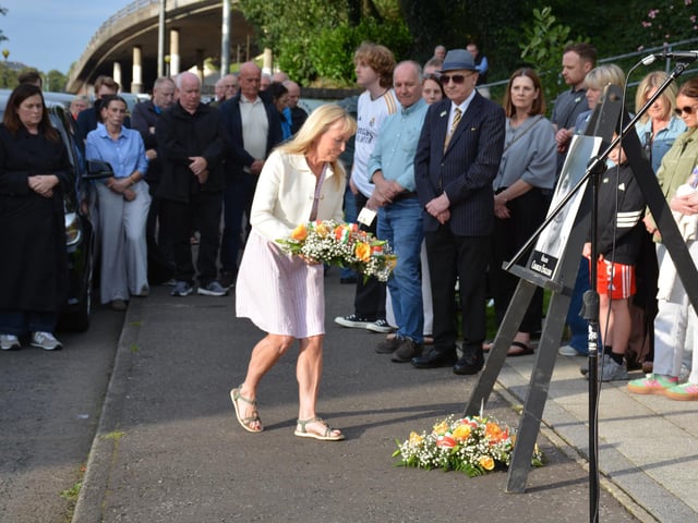 Floral wreaths were laid at the republican monument in memory of Charles English