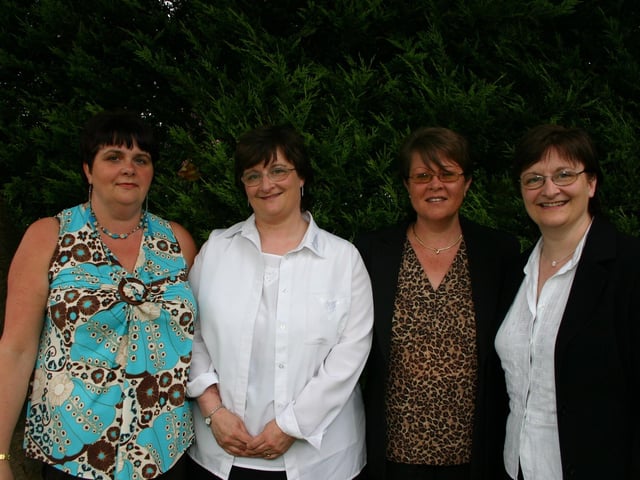 Left to right Caroline Jackson Marie Nicholl Catherine and Niamh Fahy past pupils of Thornhill at the function in the Broomhill 6333dd : Thornhill 25 year reunion.