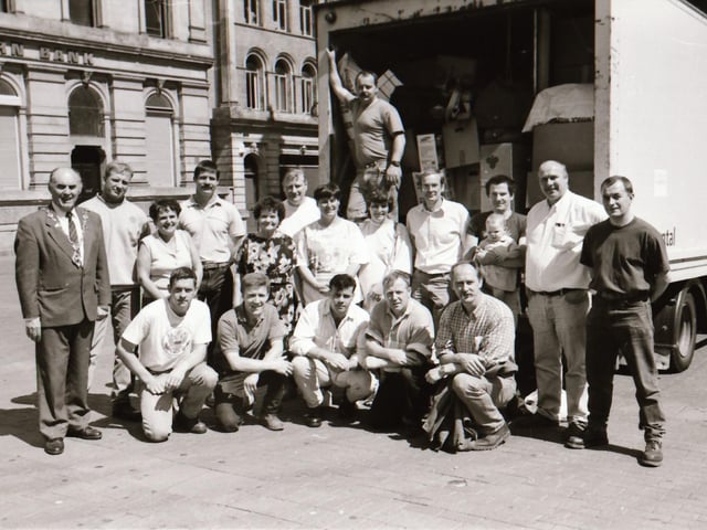 Mayor John Kerr with the& Romanian Relief Lorries and volunteers.