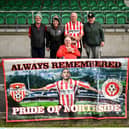 Derry City supporters, from left, Rory McCrea, Vincent Doherty, Charlie Doherty, John Elliott and Mickey Kerrigan before the Sports Direct Men’s FAI Cup second round match between Treaty United and Derry City at Markets Field in Limerick. Photo by Stephen McCarthy/Sportsfile