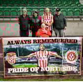 Derry City supporters, from left, Rory McCrea, Vincent Doherty, Charlie Doherty, John Elliott and Mickey Kerrigan before the Sports Direct Men’s FAI Cup second round match between Treaty United and Derry City at Markets Field in Limerick. Photo by Stephen McCarthy/Sportsfile