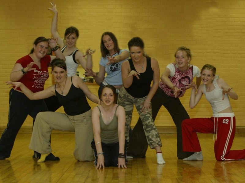 Young people from the Backstage Theatre Company rehearsing for the forthcoming Backstage Theatre Company production of " The Fame Game". Included in photo are Elaine McDaid, Charlene O'Kane, Emma O'Neill, Laura Harkness, Broná Jackson, Shauna Kavanagh, Cherine McGilligan and Lyndsey Fitzgerald. (0808JB90):Derry youngsters enjoying summer in August 2003