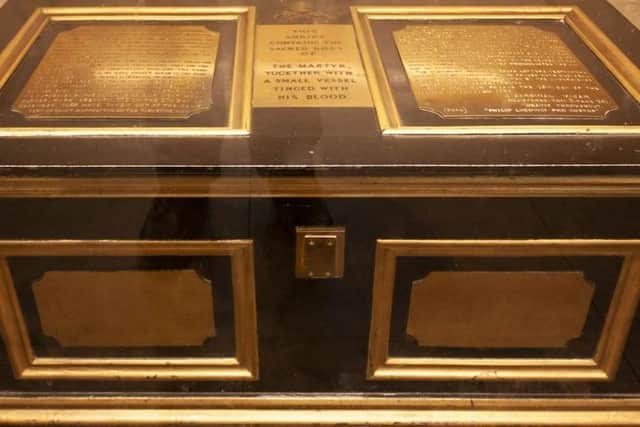 The heart and blood of St. Valentine are contained in this reliquary in Dublin.