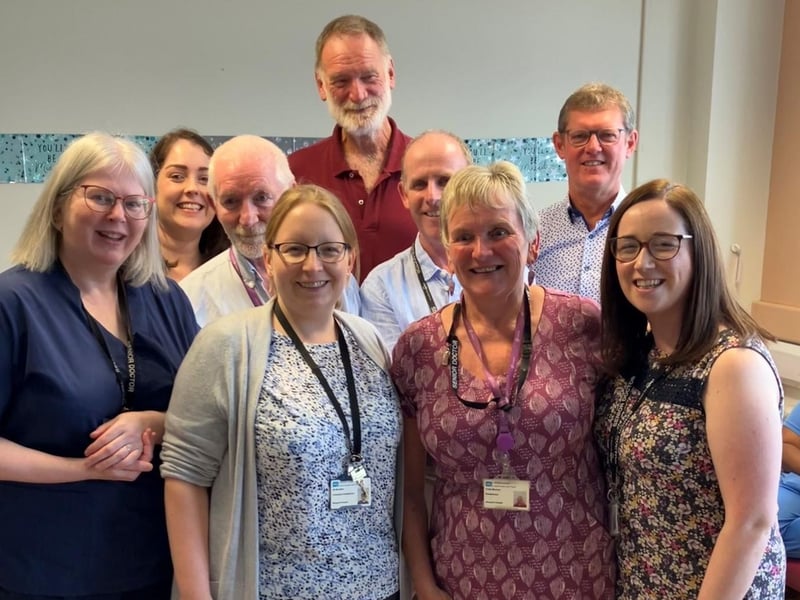 Dr. Freda Mooney celebrating her retirement with colleagues at Altnagelvin.